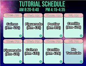 Tutorial schedule 